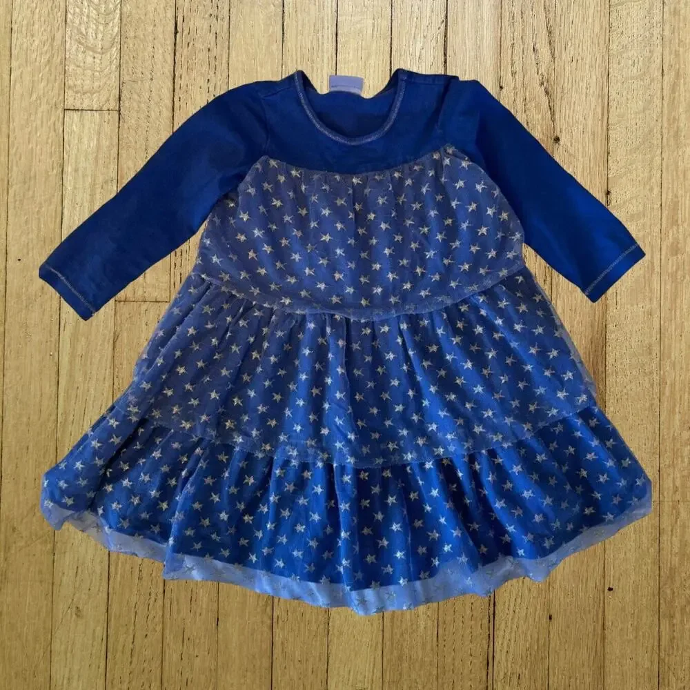 Hanna Andersson Blue Stars Tulle Dress Girls Ballet Size 100 4